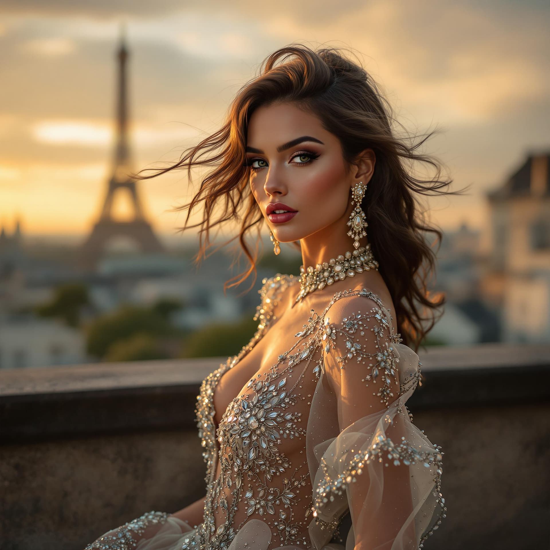 AI generated: High Fashion Editorial Shot, Vogue-inspired, Cinematic Lighting)
((Stunning supermodel)), ((elegant ...