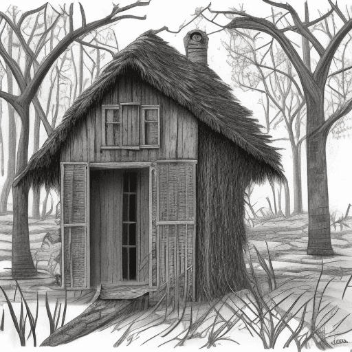 AI generated: Shanty house in a jungle full of trees