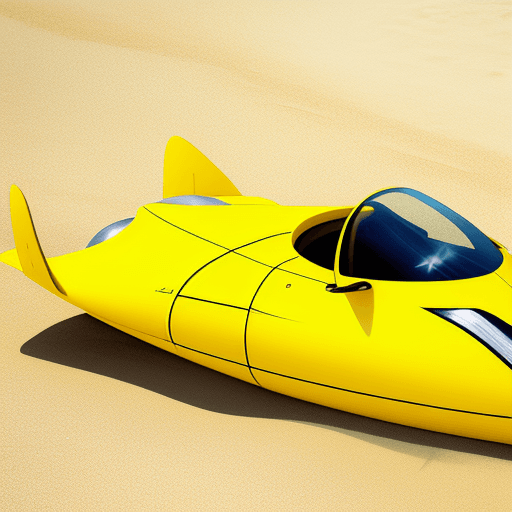 AI generated: yellow spaceship parking in the beach