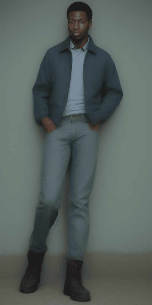 AI generated: Realistic Photograph, Full Body, Full Figure, 28 year old black male, circa twenty-eight years old, ...