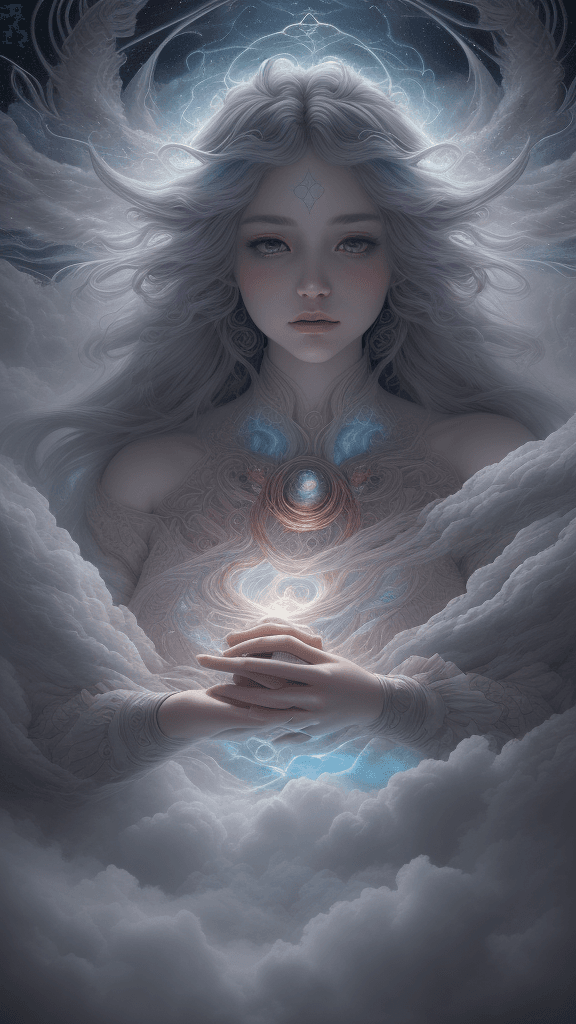 AI generated: (((closeup (HDR) A celestial drama unfolded in the ethereal as thick clouds formed an awe-inspiring ...