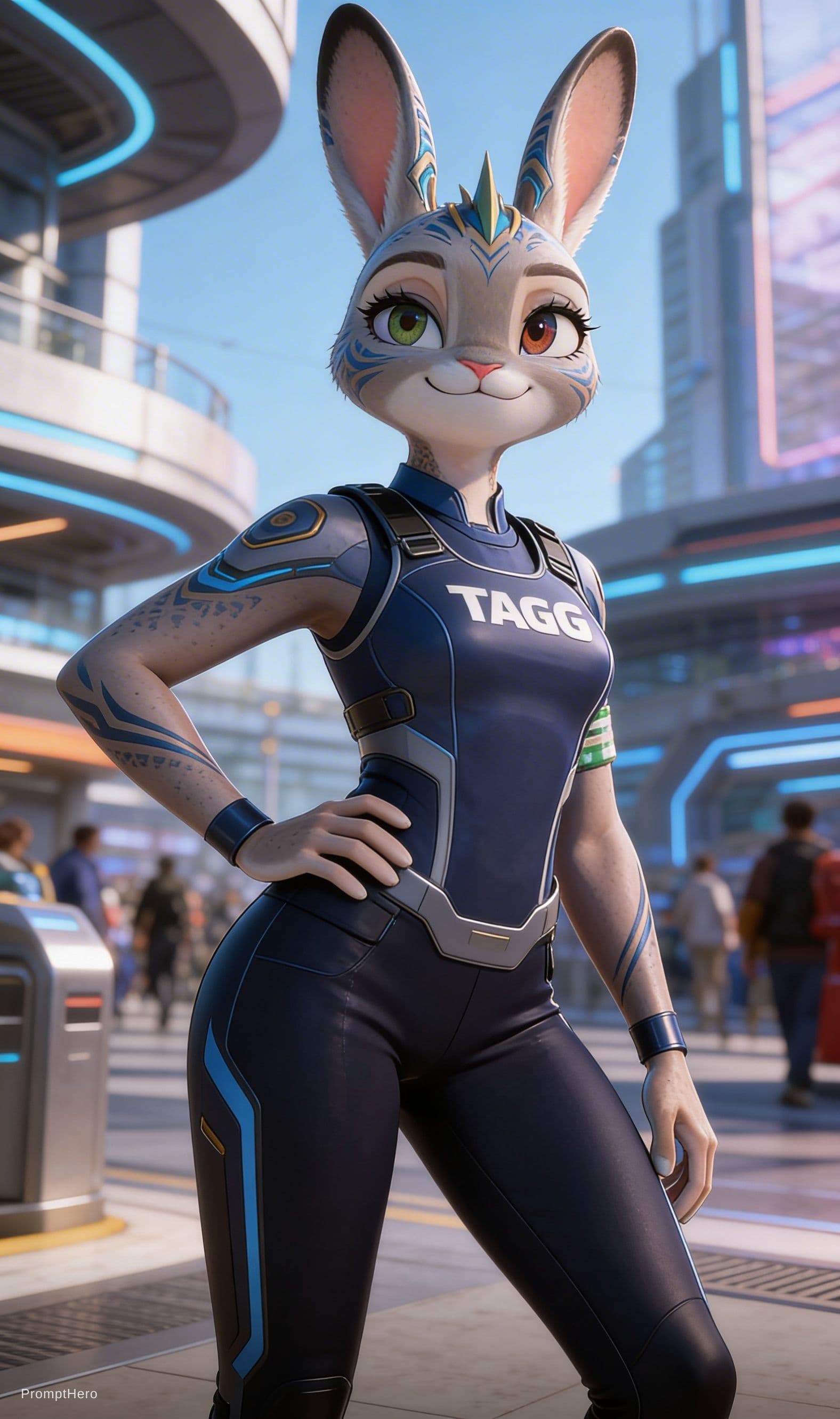 AI generated: Be inspired and create from reference. Officer Judy Hopps is a TAGG, powerful, loving. From animal t...