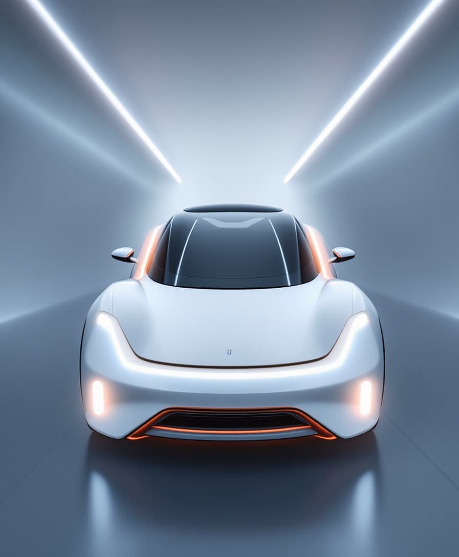 AI generated: Intelligent car driving, sense of technology, sense of the future, minimalist style, high quality --...