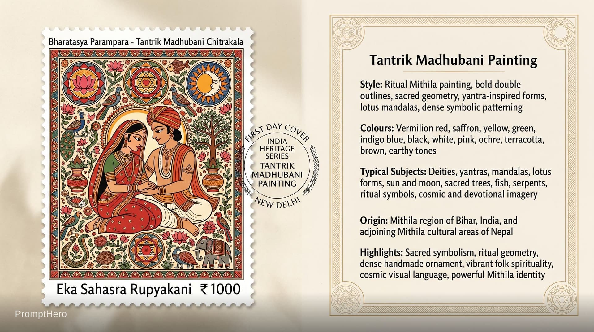 AI generated: Create a 16:9, 4K premium commemorative First Day Cover envelope inspired by India Post heritage des...