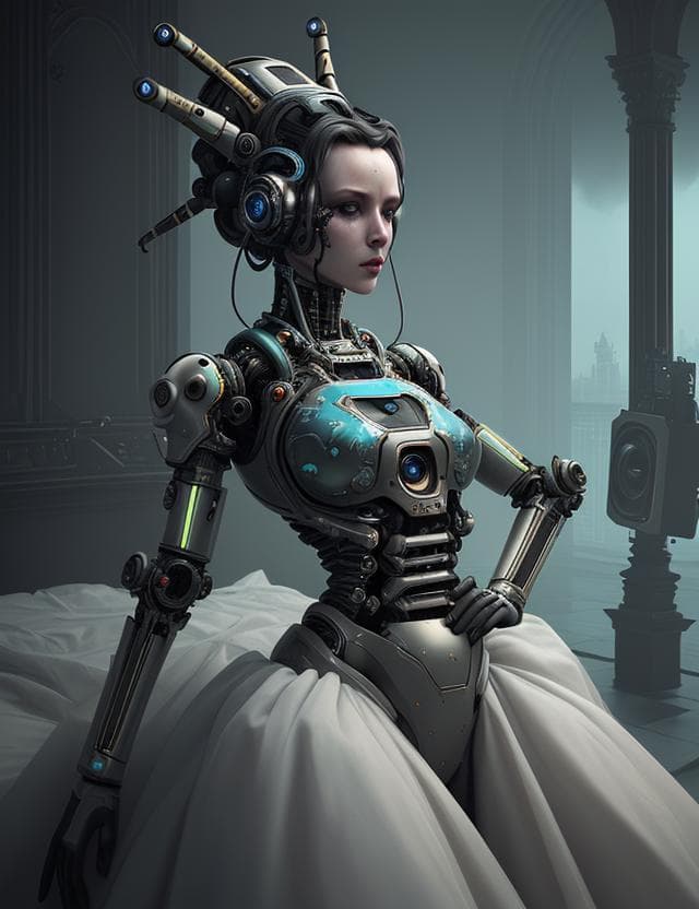 AI generated: DEwoman, Video Art, Robotpunk, Imperial, Matte Painting, Unity engine, Rococo, Chromogenic Prints, R...