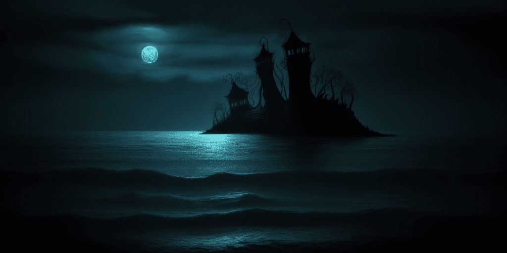 AI generated: creepy eldritch sea, night time
