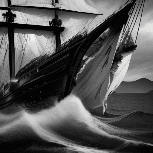 AI generated: Photo of a ultra realistic sailing ship, dramatic black and white photograph of women, in the style ...