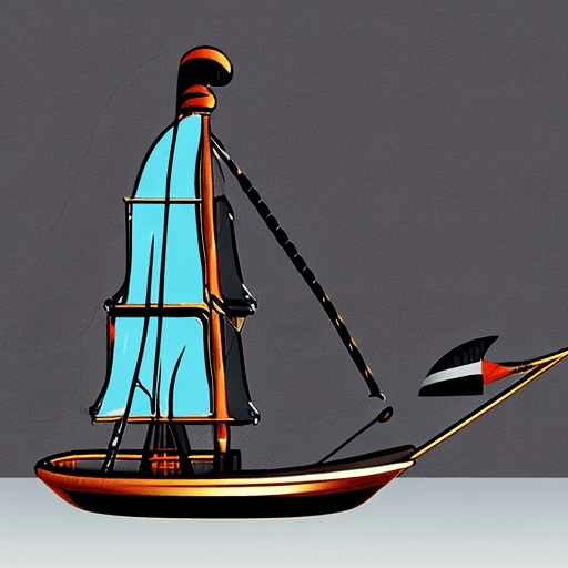 AI generated: black glossy sailing ship, black sails
