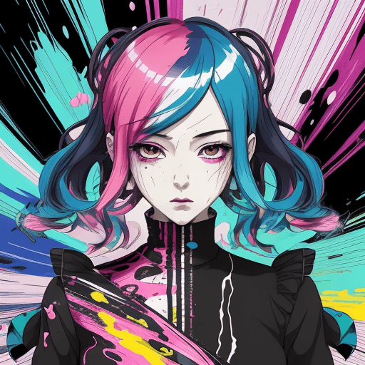 AI generated: anime drawing art, in the style of crisp neo-pop illustrations, swirling colors, bold and colorful p...