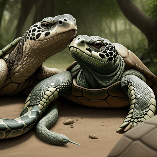AI generated: battle of turtle and snake