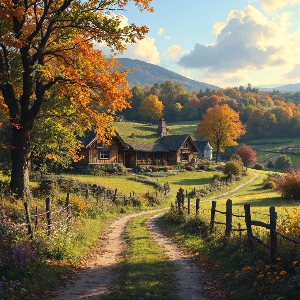 AI generated: peaceful rural village
