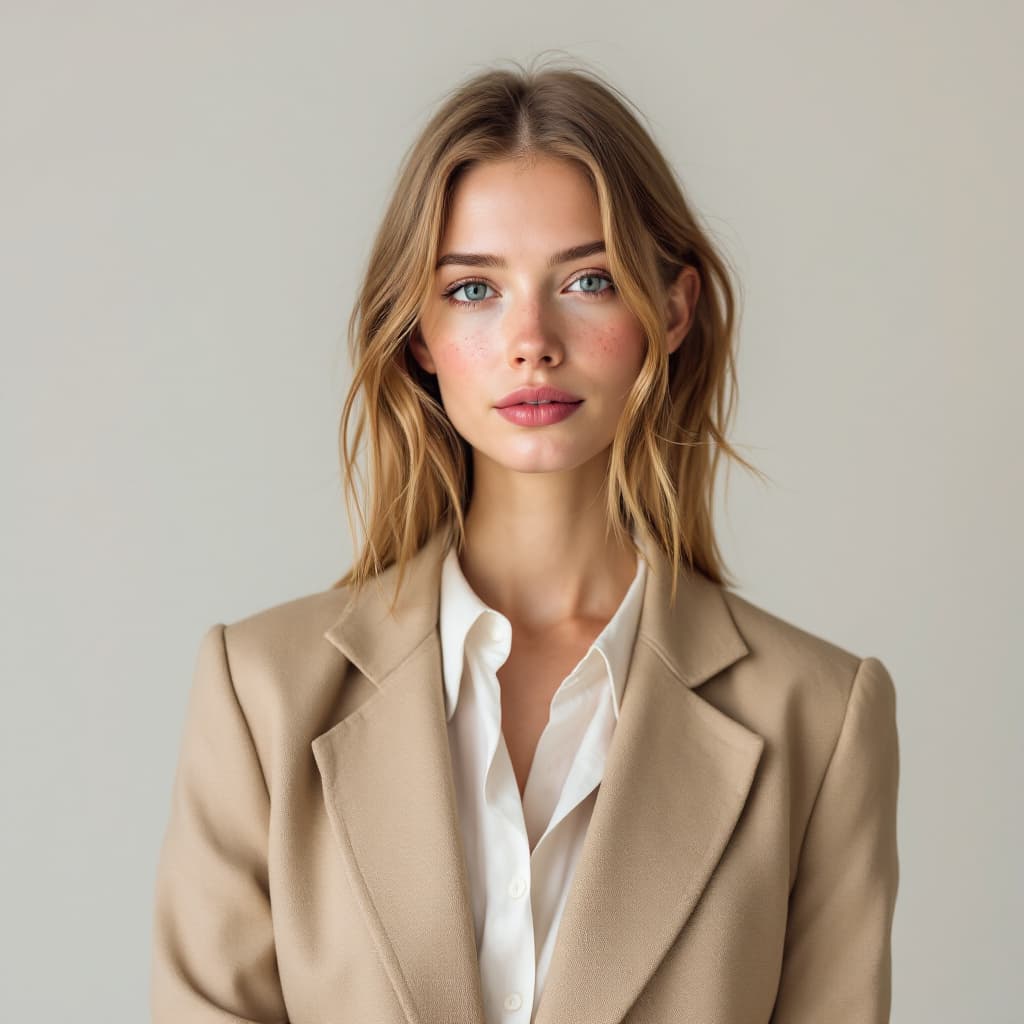 AI generated: A 24-year-old Dutch woman with light strawberry blonde straight hair and pale skin with freckles, we...