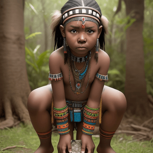 AI generated: 13-18 year old tribal girl peeing
