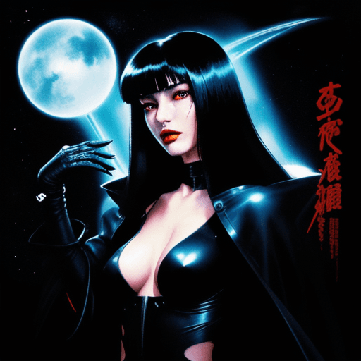 AI generated: frank miller illustration, dark anime, hot EVIL girl FROM OUT OF SPACE, Arcane, bladerunner, NEUROFU...