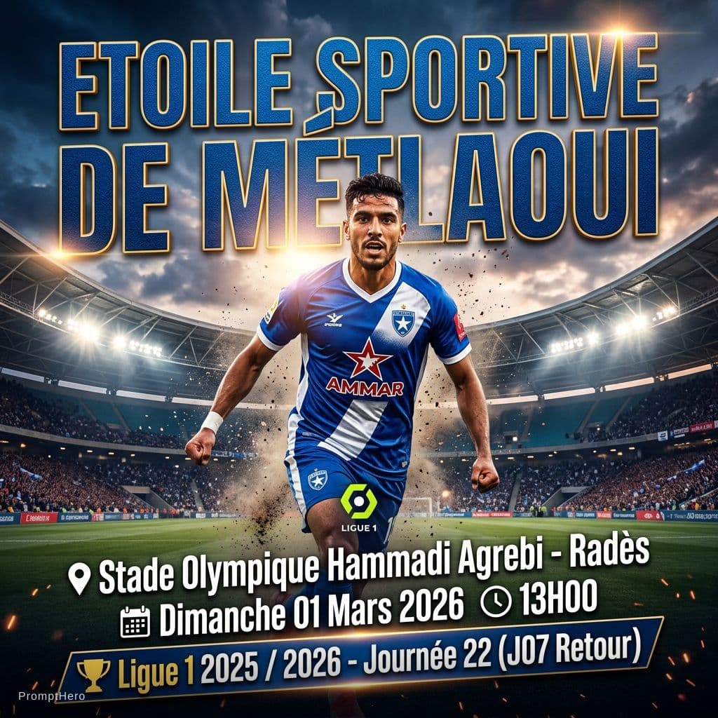 AI generated: 

Match poster style composition with bold modern typography integrated into the design:

"Etoile Sp...