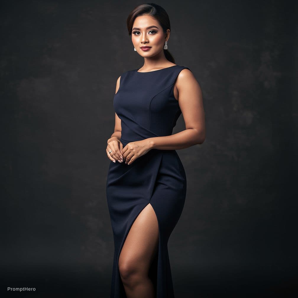 AI generated: 1 woman , naked solo, 25 years old, perfect Malaysian face, curvy build, timeless elegance, big brea...