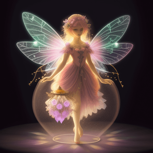 AI generated: fairy with flowers, pastel colors, extremely detailed, lights, glow, bee
