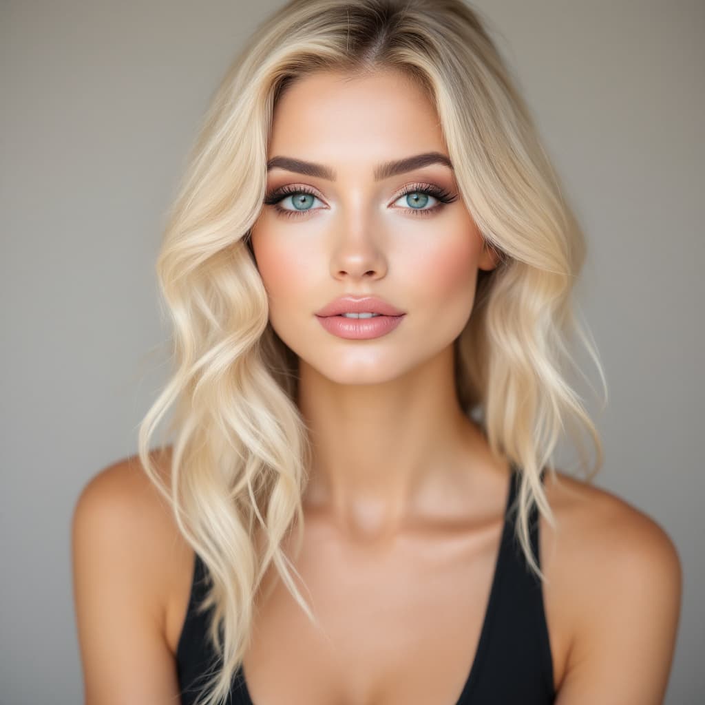 AI generated: blonde beautiful face with beautiful makeup