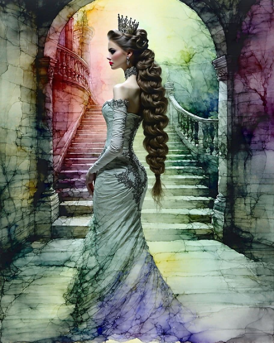 AI generated: "a most beautiful victorian woman with vividly different tones, whose ethereal allure exudes an air ...