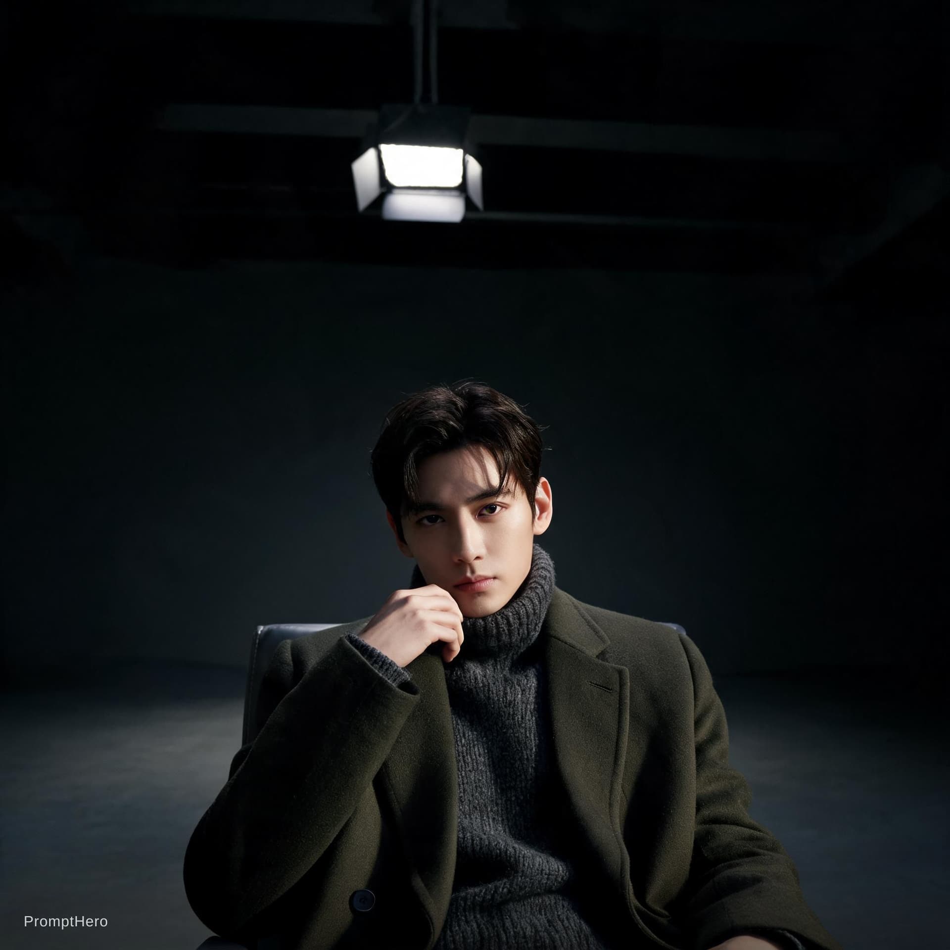 AI generated: high-end portrait photography, editorial studio photography, cinematic color grading, vertical compo...