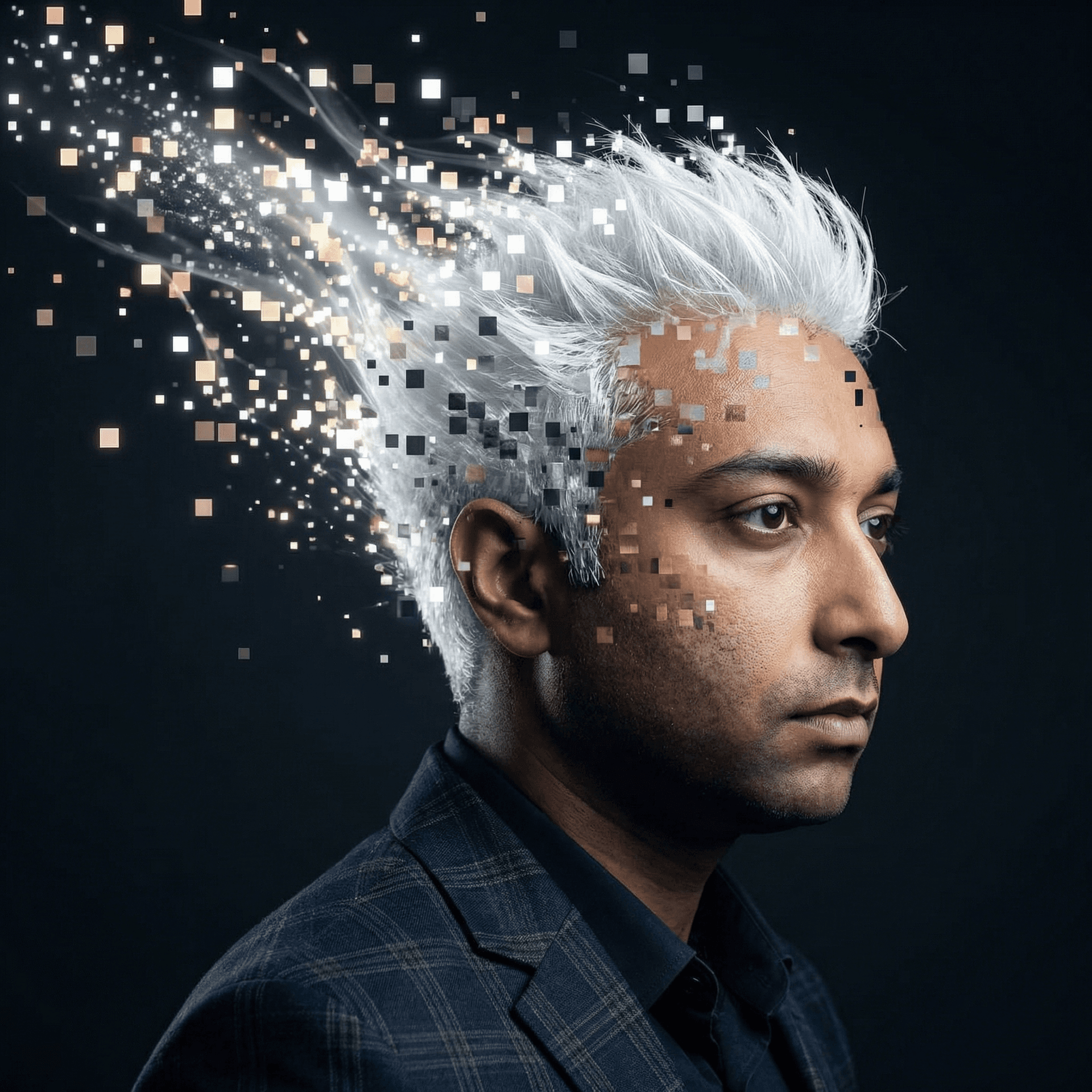 AI generated: **Situation**
You are creating a digital art image that explores the theme of digital disintegration...