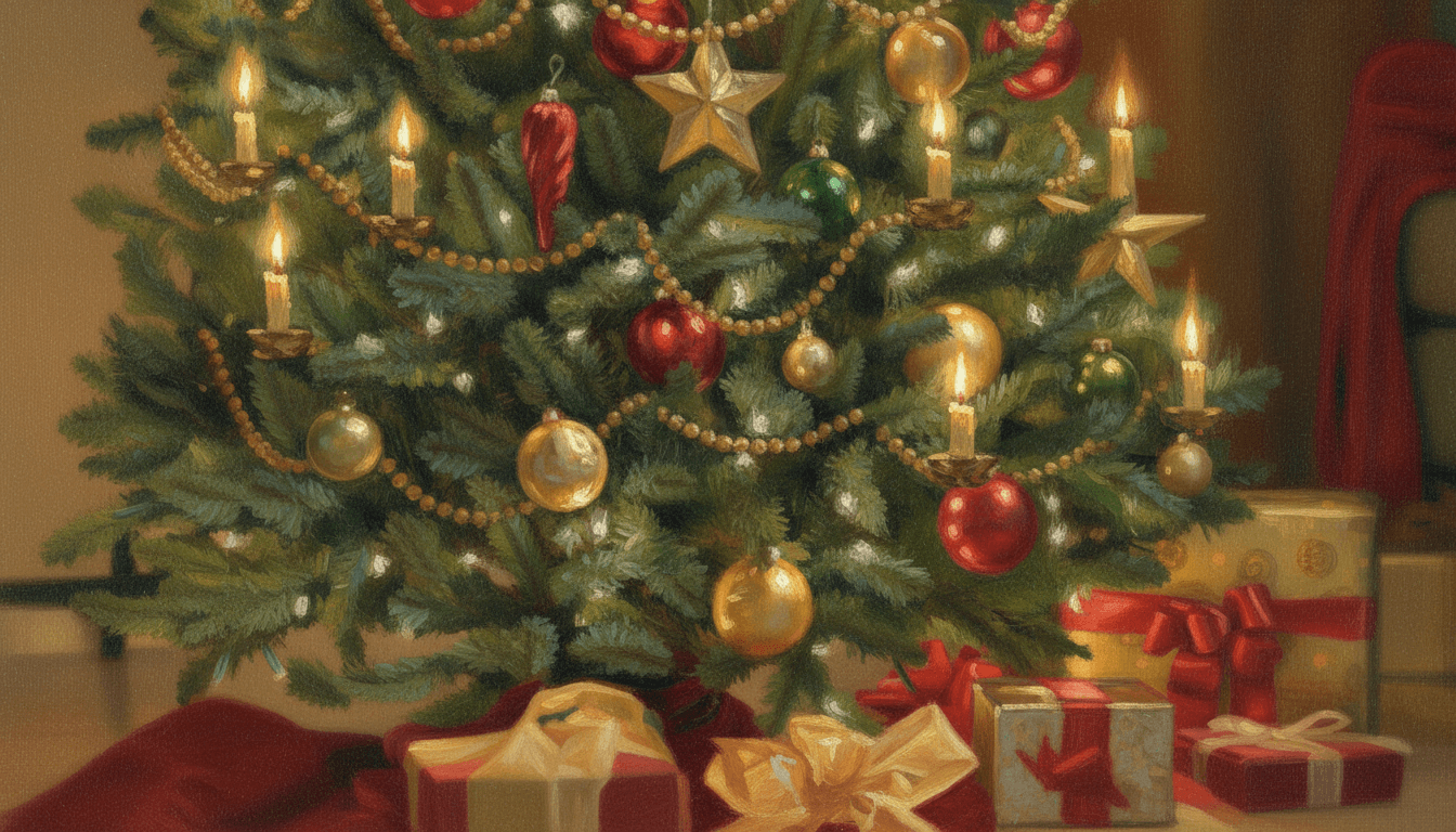 AI generated: make it in Clod Monet style, add vintage candle lights, under the tree point of view!