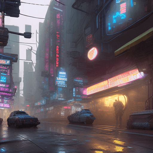 AI generated: an intricate hyper realistic 3d blender render of a cyberpunk bladerunner scifi street by andreas ac...