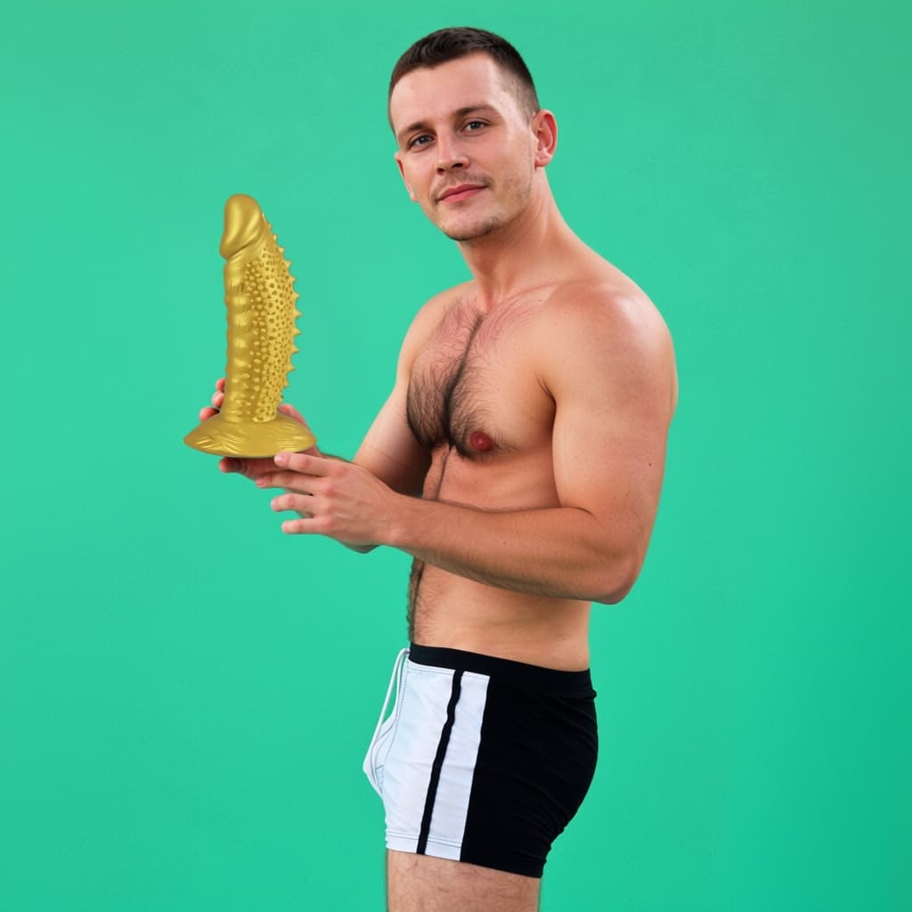 AI generated: Make the man hold the prop that is in the second photo