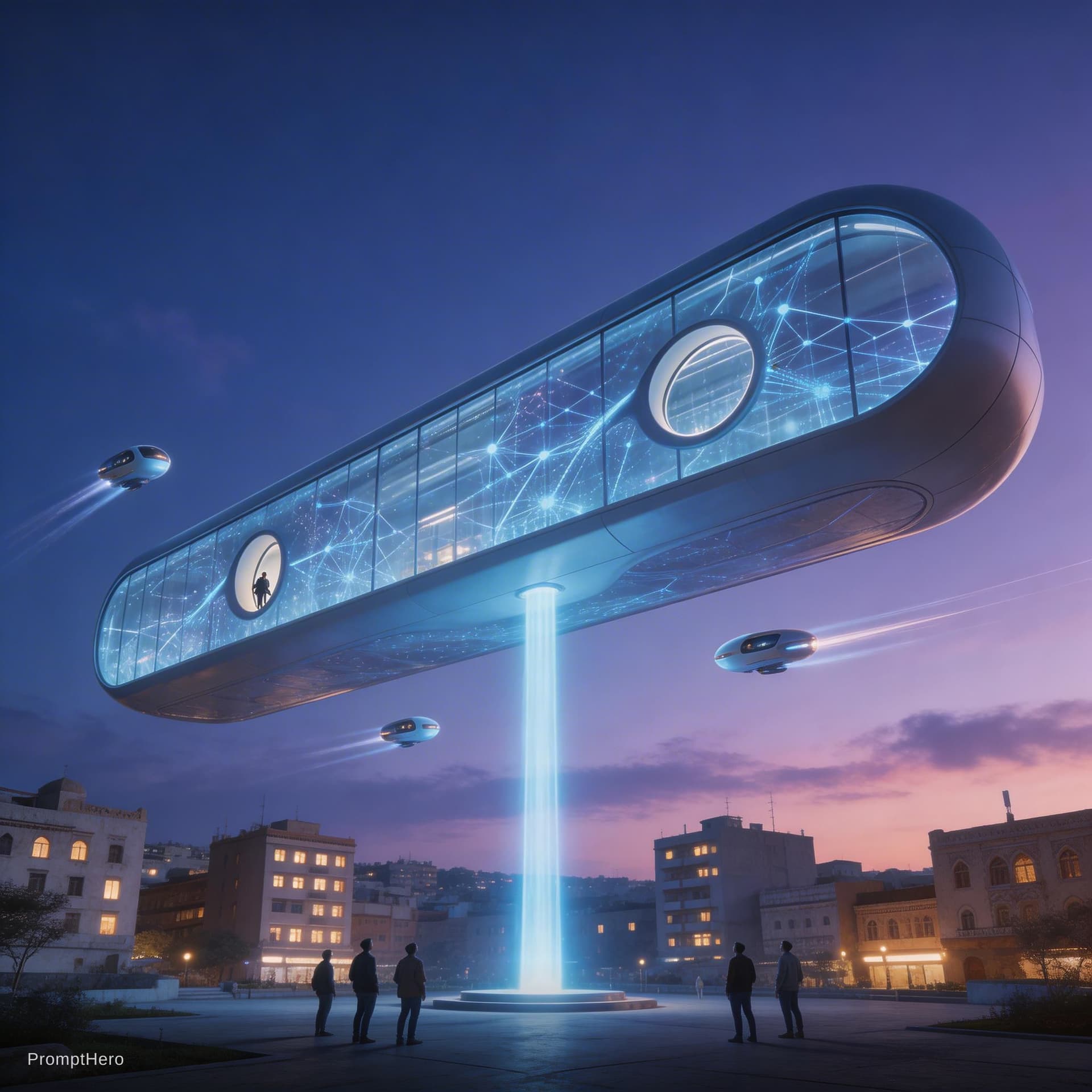 AI generated: A hyper-realistic architectural photo taken from a low angle, capturing a futuristic single-story to...