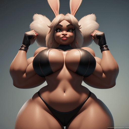 AI generated: Lola bunny, , massive chests, massive hips , huge thighs, dark areolas, intricate artwork . octane r...
