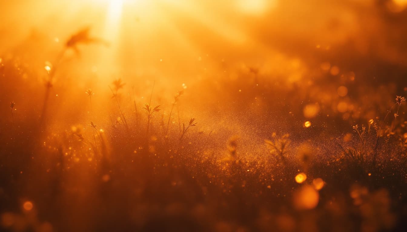 AI generated: Golden hour photography + warm orange-yellow tones + long shadows crossing the frame + soft backligh...