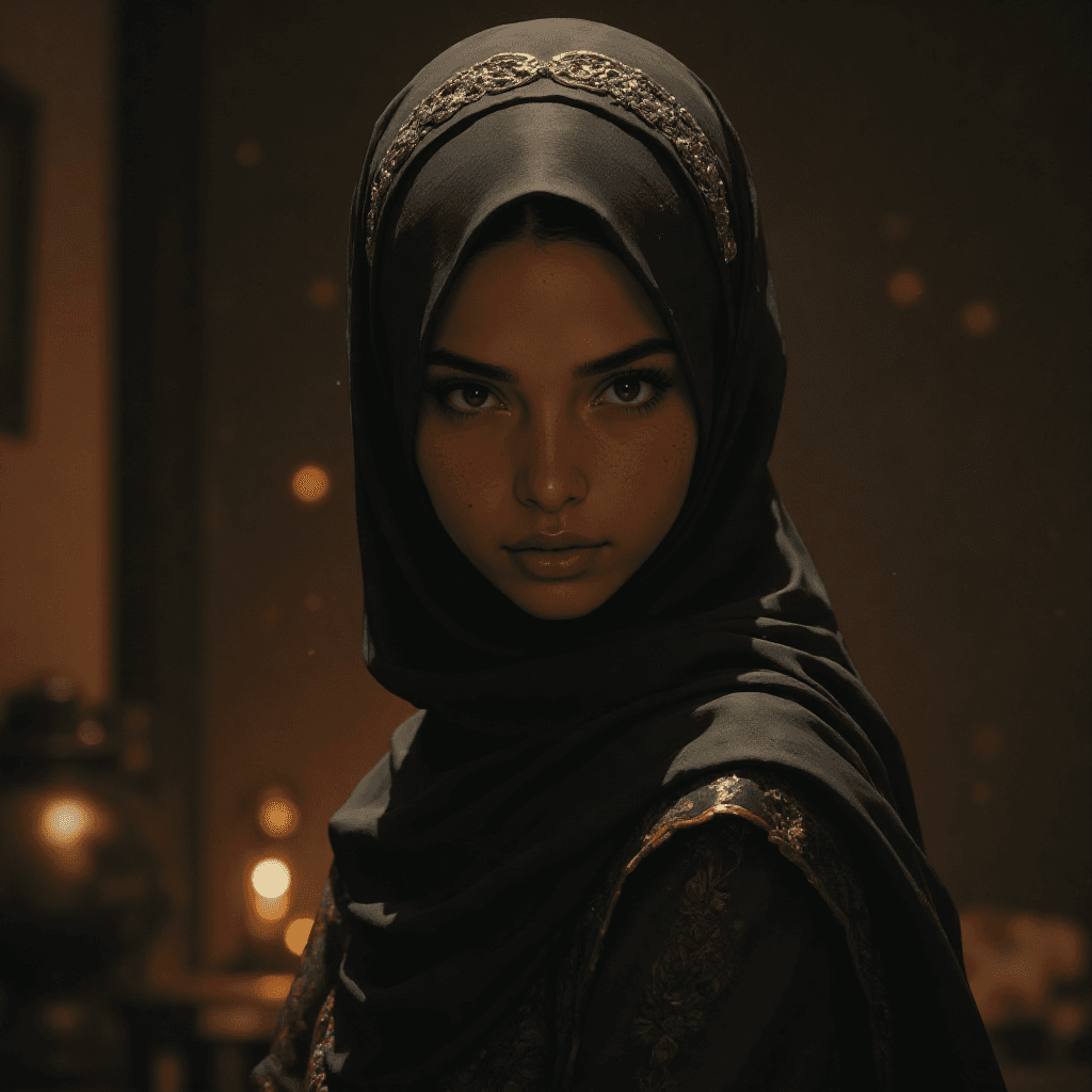 AI generated: oriental(arab:1.2) woman, (chiaroscuro:1.2) modelshoot style, (extremely detailed CG unity 8k wallpa...