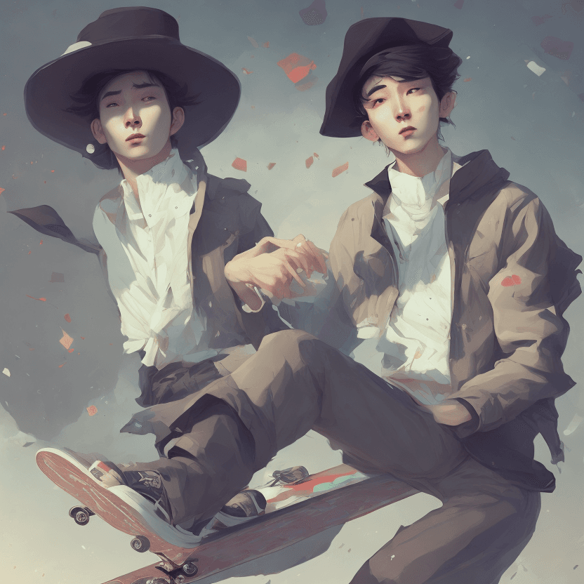 AI generated: Pushkin Alexander Sergeevich the poet who jumps on a skateboard, illustrations in the style of guway...