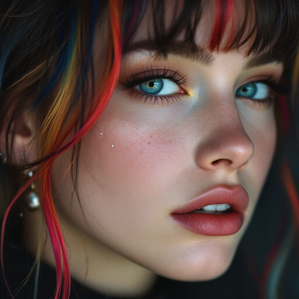 AI generated: Close-up portrait of a woman from eastern countries close to Russia, she has a modern and young look...