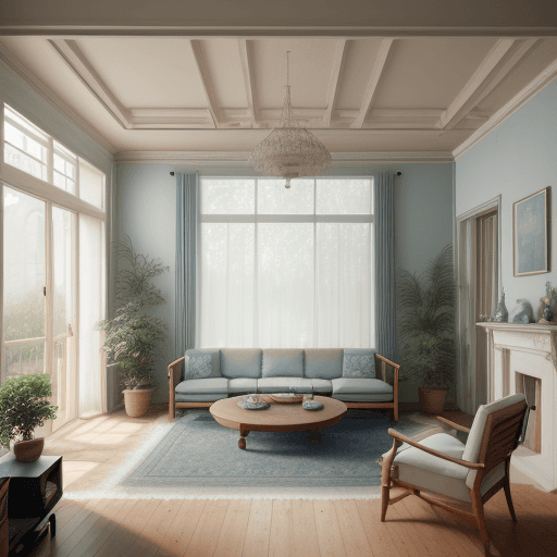 AI generated: High resolution photography interior design, dreamy sunken living room conversation pit, wooden floo...
