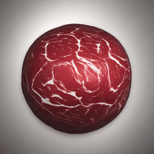 AI generated: globe made up of steak meat. the boundaries of the continents are the veins of the meat