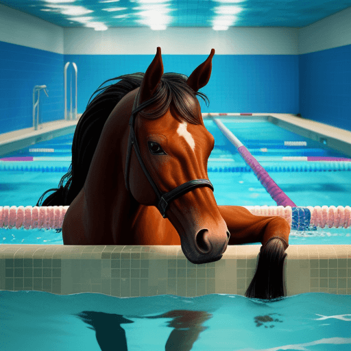 AI generated: horse in a swimming pool 
