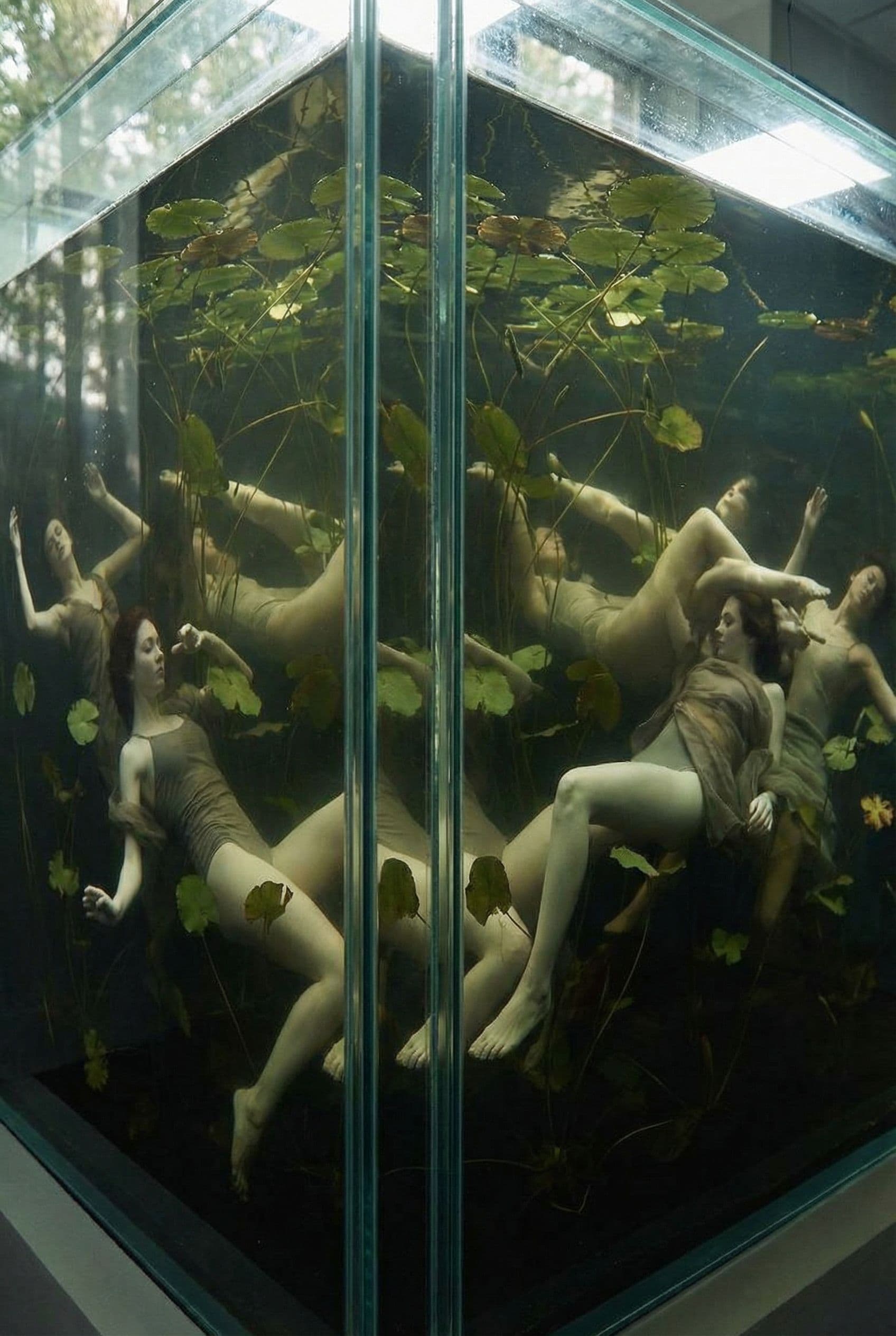 AI generated: create a video, of an aquarium made of women, using the uploaded images