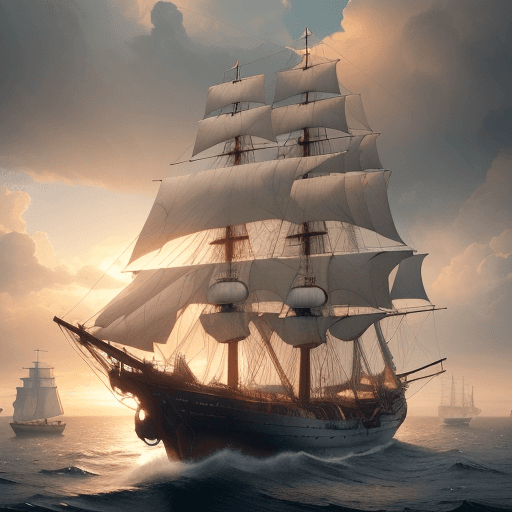AI generated: Photo of a ultra realistic sailing ship, dramatic light, pale sunrise, cinematic lighting, battered,...