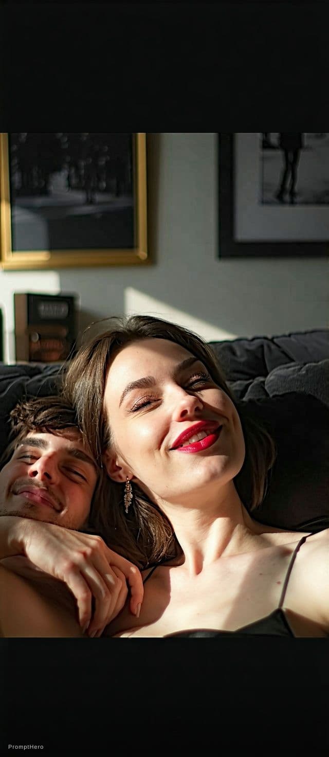 AI generated: Ye dono bed lete honi chahie Jaise Tum couples sleep karte hai little bit sexual expression ho and r...