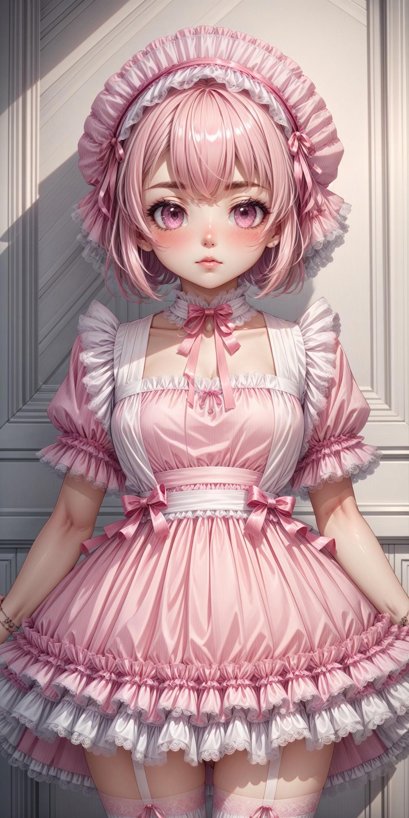 Pink and White Pinafore Dress