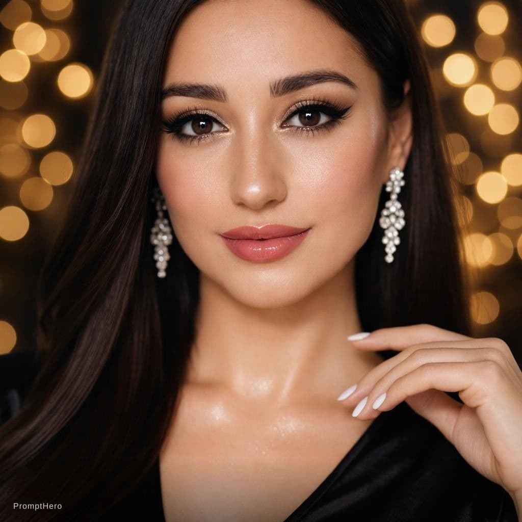AI generated: Ultra-realistic high-end beauty portrait of a young woman with flawless, glowing skin and a dewy fin...