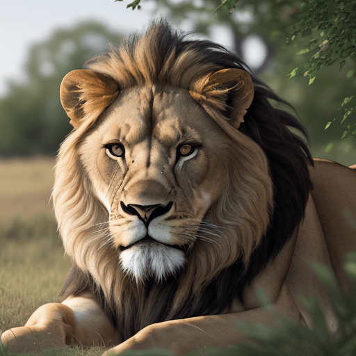 AI generated: A hyperrealistic photo of a lion in his natural habitat, savannah landscape, professional photograph...