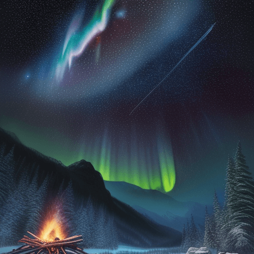 AI generated: Hyper realistic magazine cover featuring a ground level watercolor of night sky phenomena, comet, su...