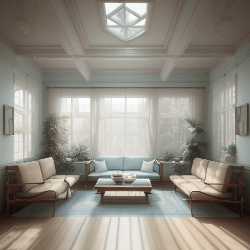 AI generated: High resolution photography interior design, dreamy sunken living room conversation pit, wooden floo...