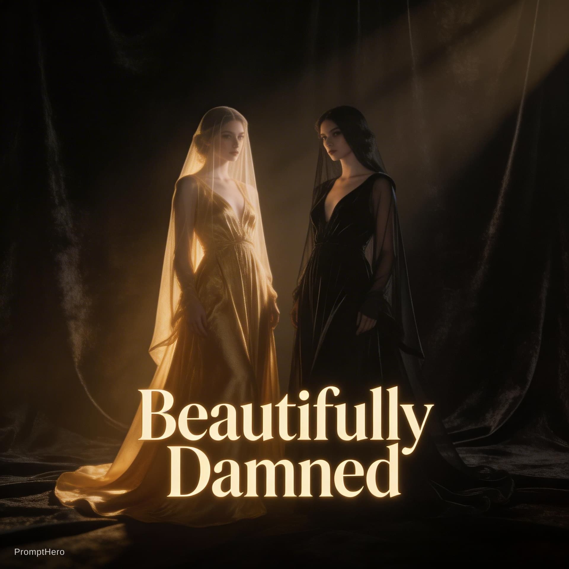 AI generated: Luxury aesthetic album cover, dark velvet background with soft golden light leaking through shadows....