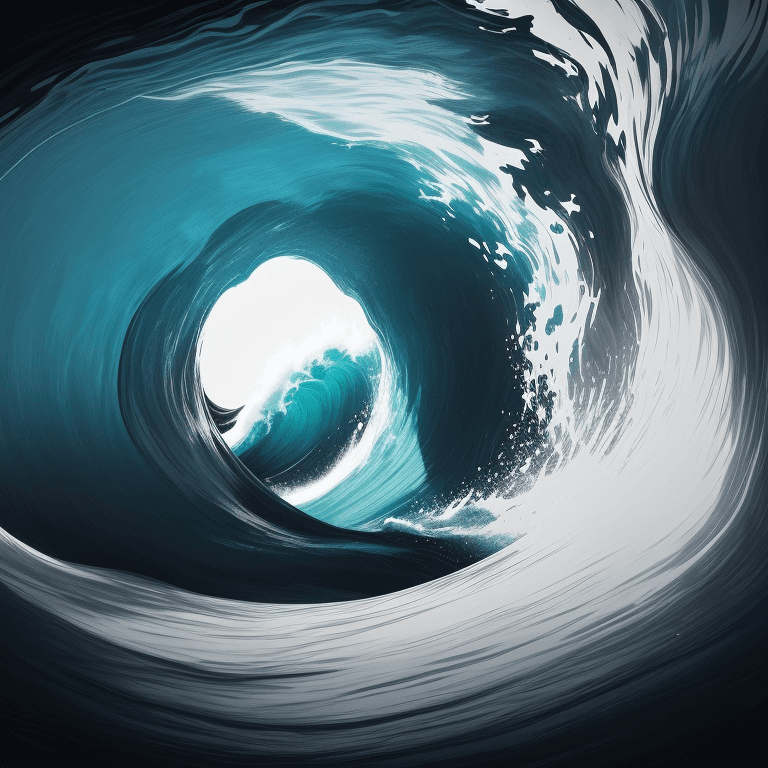 AI generated: Design an abstract representation of a wave against a dark background, exploring fluidity and motion...