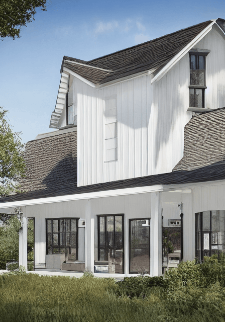 AI generated: modern farmhouse, hyper realism, high detail, 8k, dormer