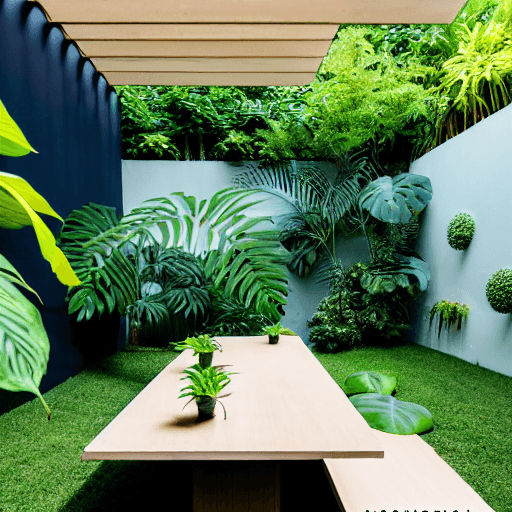 AI generated: high resolution photography landscape design, absolutely open space and blended with the garden, fla...
