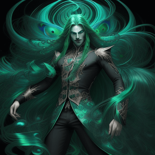 AI generated: This wicked man possesses an enigmatic and somewhat otherworldly appearance. His most striking featu...